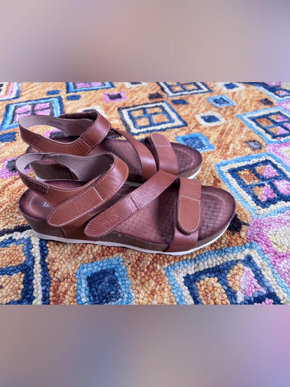 PIKOLINOS Tan Leather Triple-Strap Sandals—‘Mahon’ sandal, women’s 40/9